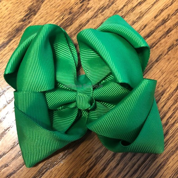 Hand Crafted Other - Green 4" Double Stacked Boutique Bow (2) HANDCRAFTED